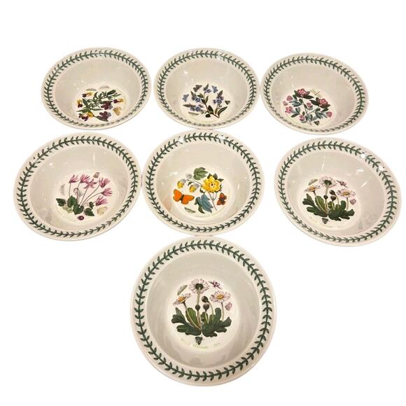 Portmeirion Botanic Garden Set of 7, 6½" Soup Cereal Salad Bowls EUC Classic VTG - Picture 2 of 14